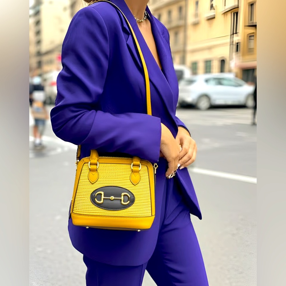 14-25 Preloved Gucci Raffia Horsebit 1955 Top Handle Bag